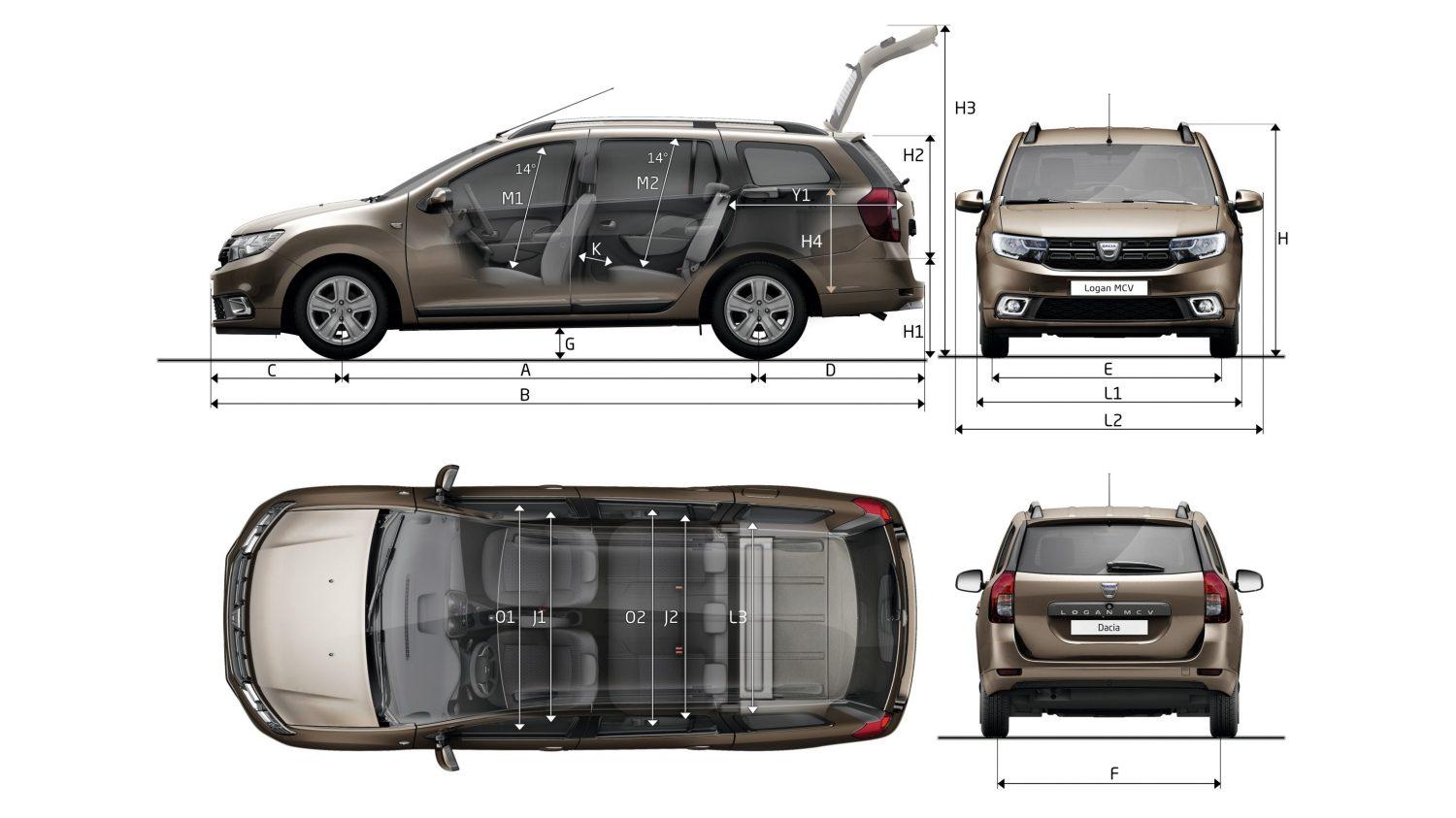 Габариты Dacia Logan универсал