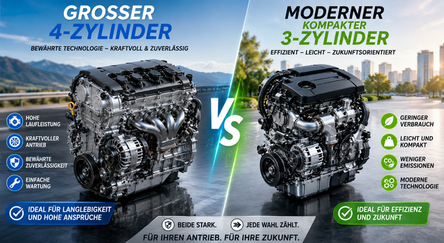 motor 3 Zyl vs 4 Zyl