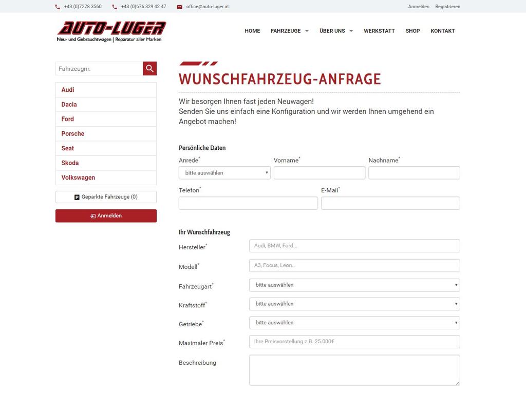 Wunschfahrzeug-Anfrage