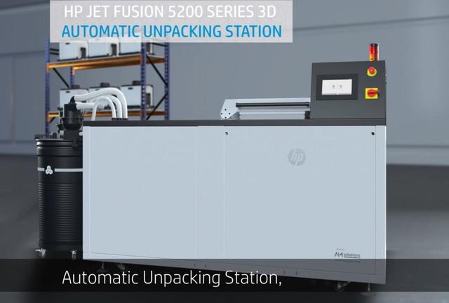 3D-Druck-Workflow Unpacking-Station HP-Jet-Fusion-5200 Entpacken