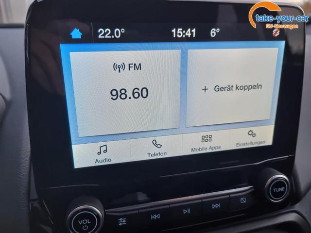 Ford EcoSport 1.0 EcoBoost 125PS ST-Line Teilleder Klimaautomatik Sitzheizung Ford-Radio SYNC3 DAB+ Touchscreen Bluetooth Apple CarPlay Android Auto PDC v+h Rückf.Kamera Lenkradheizung Frontscheibe beheizb. 17"LM 