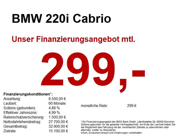 BMW 2er - 220i Cabrio M Sport Sport-Autm. Navi PDC Sh