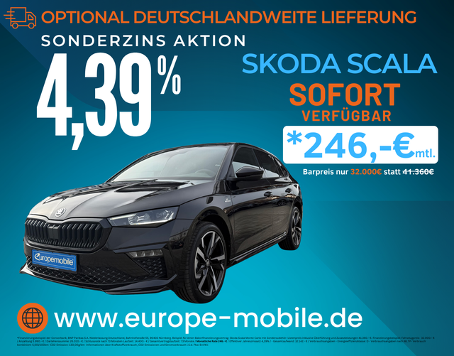 Skoda Scala - Monte Carlo 1.5 TSI 110kW DSG (Lager) 5J.GARANTIE|PANO|MATRIX|NAV|ASSISTENZ.PLUS|KOMFORT|UVM.