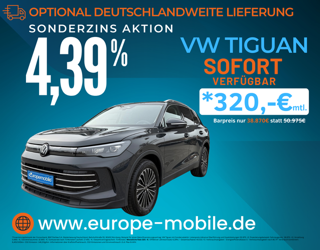 Volkswagen Tiguan - ELEGANCE 2025 1.5 eTSI OPF 150 DSG (Lager) PANO/WINTER/RDKS/ACC/LED-PLUS/UVM.