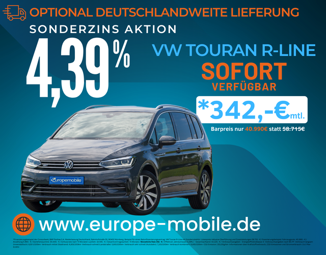 Volkswagen Touran - Highline 1.5 TSI OPF 150 DSG R-LINE|DISC.PRO|EASY|IQ.LIGHT|WINTER|18ZOLL|UVM. (Lager)