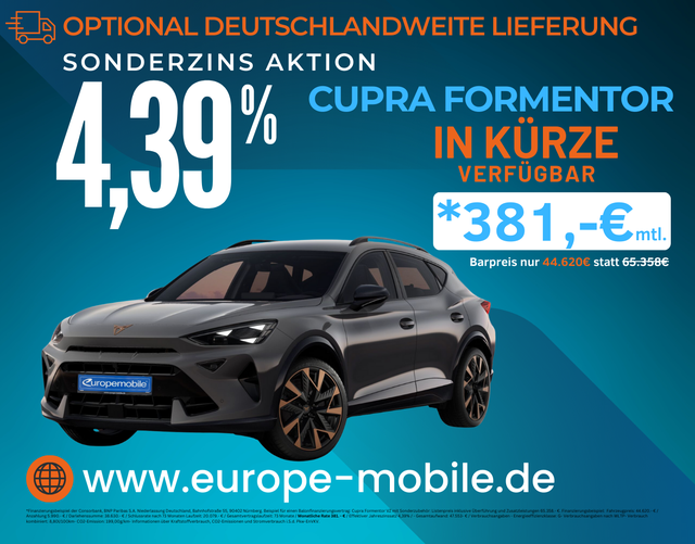 Cupra Formentor - VZ 2.0 TSI 333 DSG 4Drive (Vorlauf) SENN/MATRIX/PANO/EASY/AHK/MEMORY/WINTER/UVM.