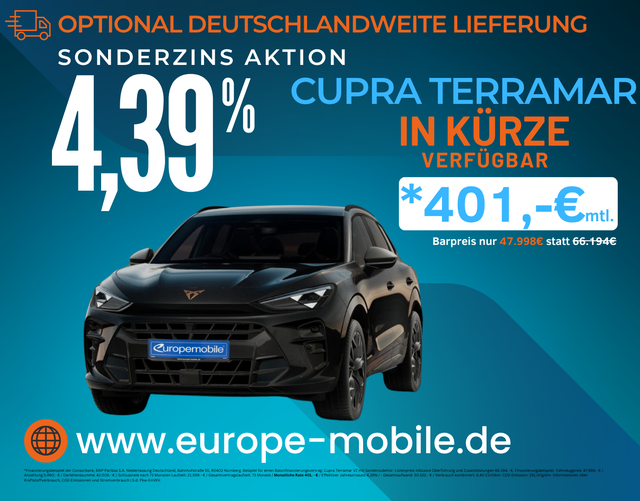 Cupra Terramar - 2026 VZ 2.0 TSI 195kW DSG 4Drive (Vorlauf) XL/AHK/PANO/MATRIX/SENNH./5J.GARA./UVM.