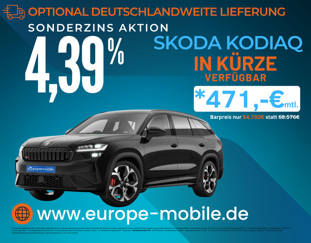 Skoda Kodiaq - 2026 H3 RS 2.0 TSI 195kW DSG 4x4 (Vorlauf) MATRIX/PANO/AHK/SUITE/5J.GARAN./UVM.