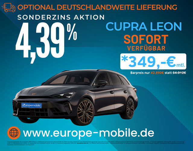 Cupra Leon - Sportstourer VZ 2.0 TSI 245 kW DSG (Lager) PANO/NAV/AHK/SIDE/MATRIX/SENNH./UVM.