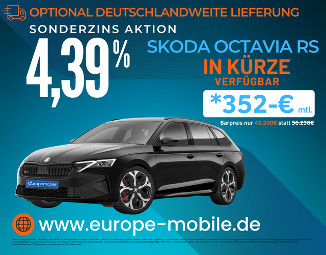 Skoda Octavia Combi - 2026 H6 RS TOP 2.0 TSI 195kW DSG (Vorlauf) NAV/MATRIX/PANO/AHK/EASY/HEADUP/WINTER/360/UVM.