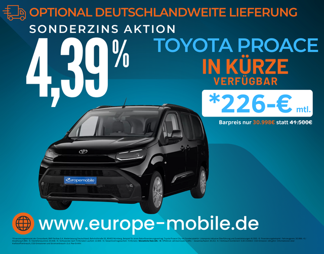 Toyota Proace City - Verso TEAMPLAYER L2 1.5 D-4D 96 kW AT 7-Sitzer (Vorlauf) LED/WINTER/17
