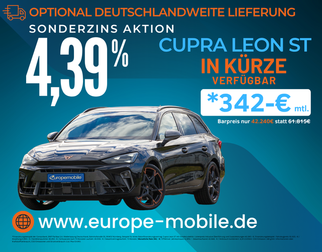 Cupra Leon - Sportstourer VZ 2.0 TSI 245 kW DSG 4DRIVE (Vorlauf) PANO/NAV/AHK/INTELLI/MATRIX/5J.GARANTIE/UVM.