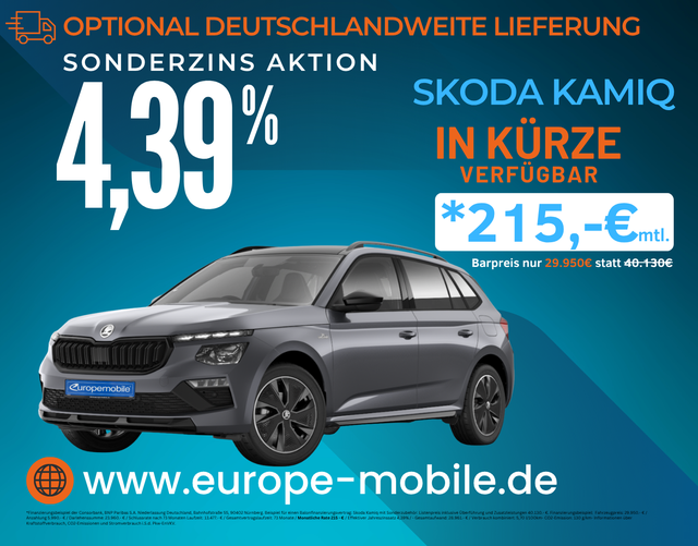 Skoda Kamiq - 2026 H6 MONTE CARLO 1.5 TSI OPF 150 DSG (Vorlauf) PANO/SHZ/KESSY/KAMERA/UVM.