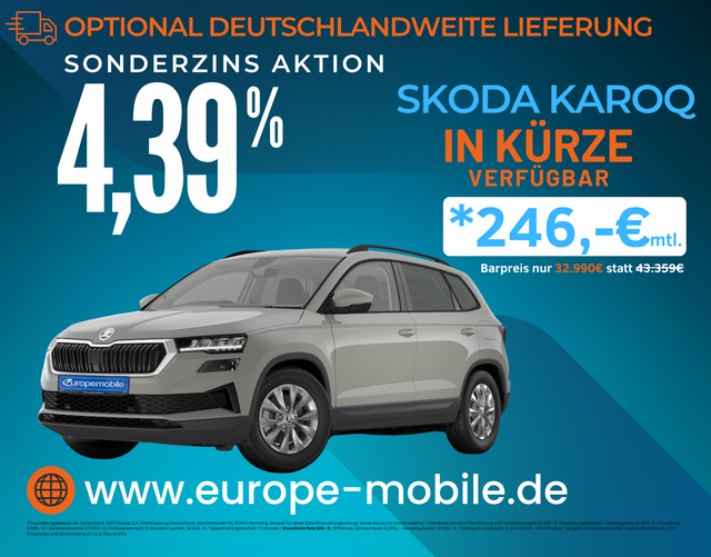 Skoda Karoq - SELECTION 2026 1.5 TSI 110kW DSG (Vorlauf) AHK/PARK/WINTER/KESSY/230V/4J.GARA./TRANSPORT/UVM.
