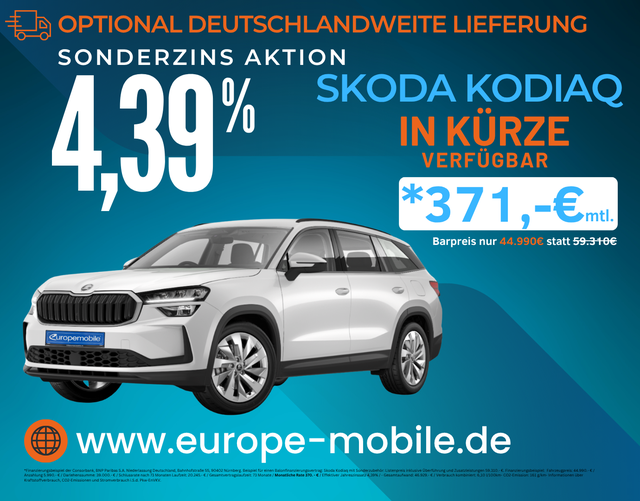 Skoda Kodiaq - SELECTION NAVI 2026 2.0 TDI 193 4x4 DSG (Vorlauf) STANDHEIZ./NAV/ASSISTENZPAKET/AHK/WINTER/CHROME/UVM.