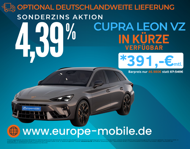 Cupra Leon - Sportstourer VZ EXTREME 2.0 TSI 245 kW DSG 4DRIVE (Lager) AKEBONO/PANO/NAV/AHK/INTELLI/MATRIX/5J.GARANTIE/SENN/UVM.