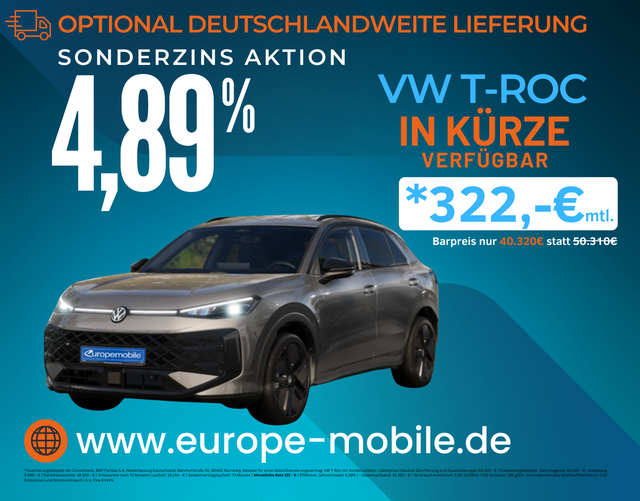 Volkswagen T-Roc - R-Line 1.5 eTSI OPF DSG 150 (Vorlauf) BLACK/MATRIX/NAV/PANO/AHK/UVM.