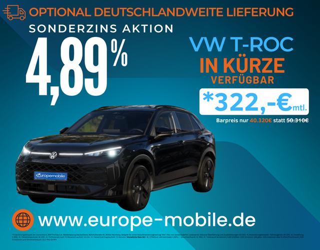 Volkswagen T-Roc - R-Line 1.5 eTSI OPF DSG 150 BLACK/MATRIX/NAV/PANO/AHK/4J.GARANTIEUVM. (Lager)