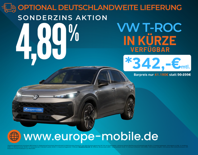 Volkswagen T-Roc - R-Line 1.5 eTSI OPF DSG 150 (Lager) BLACK/MATRIX/PARKPAKET/TECHNOLOGY/EASYOPEN/PANO/AHK/UVM.