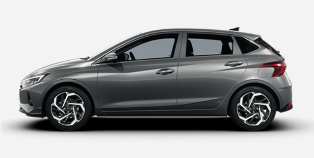 Hyundai i20 5-T&uuml;rer (NEUES MODELL) 1.2i 84PS, Aurora-Grey Metallic, 16" Alu, Klimaautomatik, Parksensoren hinten, R&uuml;ckfahrkamera, Lederlenkrad, Tempomat, Radio 8" mit AppleCarPlay (Navi-Funktion), Armlehne vorn, Alarmanlage, ZV Fernbedienung 