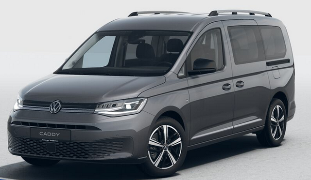 Volkswagen Caddy - Style MAXI 7-SITZER 1.5 TSI 115PS DSG/AUTOMATIK, INDIUM-GRAU, 17" Alu/Ganzjahresreifen, Winterpaket, ACC-Tempomat, Toter-Winkel, ParkAssist, Parksensoren vo/hi, Rückfahrkamera, Radio Ready2Discover 10" + Wireless AppConnect, Climatronic, Abgedunkelte Scheiben