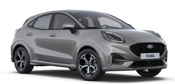 Ford Puma ST-Line 1.0 125PS AUTOMATIK, SOLAR-SILVER-METALLIC, 5 Jahre Garantie, Winterpaket: Sitzheizung, Beheizte Frontscheibe, 17" Alufelgen, Klimaautomatik, NAVIGATION 12", Parksensoren hinten, Rückfahrkamera, Voll-LED-Scheinwerfer, Tempomat 