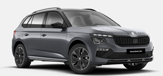 Skoda Kamiq - Monte Carlo 1.5 TSI 150PS DSG/AUTOMATIK, GRAPHITE-GRAU METALLIC, Panoramadach, 17"Alu, Matrix-LED, Parksensoren v/h, Kamera, Tempomat, Virtual Cockpit, Kessy, Winter-Paket, Climatronic, Radio 8", SmartLink, Color Concept, NSW, Dachreling, Sport-M-Lederlenkrad beheizt