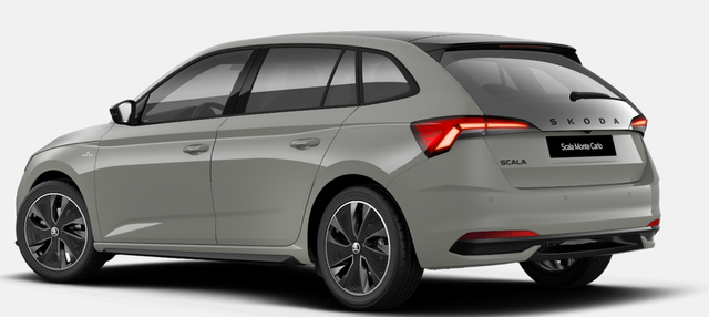 Skoda Scala - Monte Carlo 1.0 TSI 115PS DSG, STAHL-GRAU, Panoramadach, 17"Alu, Climatronic, MATRIX-LED, Kessy, Verlängerte Heckscheibe, SunSet, Parksensoren vorn/hinten, Rückfahrkamera, Tempomat, Winter-Paket, Sport-M-Lederlenkrad beheizt, Virtual Cockpit, Radio 8", SmartLin