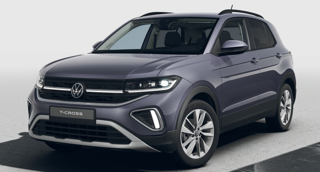 Volkswagen T-Cross - LIFE 1.0 TSI 115PS DSG/AUTOMATIK, Rauch-Grau-Metallic, Parksensoren v/h, Rückfahrkamera, Privacy-Glas, Sitzheizung, Climatronic, IQ LIGHT MATRIX-LED, Radio Ready2Discover+Wireless App-Connect, 17" Alu, KEYLESS, M-Lederlenkrad, Dachreling