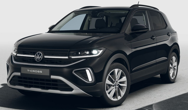 Volkswagen T-Cross - LIFE 1.5 TSI 150PS DSG/AUTOMATIK, Deep-Black-Metallic, Parksensoren v/h, Rückfahrkamera, Privacy-Glas, Sitzheizung, Climatronic, IQ LIGHT MATRIX-LED, Radio Ready2Discover+App-Connect, 17" Alu, KEYLESS, Lendenwirbelstütze, M-Lederlenkrad, Dachreling