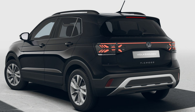 Volkswagen T-Cross LIFE 1.0 TSI 115PS DSG/AUTOMATIK, Deep-Black-Metallic, Parksensoren v/h, Rückfahrkamera, Privacy-Glas, Sitzheizung, Climatronic, IQ LIGHT MATRIX-LED, Radio Ready2Discover+App-Connect, 17" Alu, KEYLESS, Lendenwirbelstütze, M-Lederlenkrad, Digital Cockpit Pro 