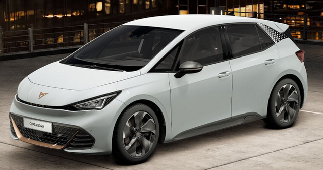 Cupra Born - Basis 60 kWh, Systemleistung: 204PS, Reichweite WLTP: 428 km, 5 Jahre Garantie, 19"Alu, Climatronic, Winterpaket, Abgedunkelte Scheiben, NAVI 12,9", ACC, 360° Kamera, Parkassistent inkl. PDC v/h, KESSY, Alarm, M-Lederlenkrad beheizt, Voll-LED-Scheinwerfer