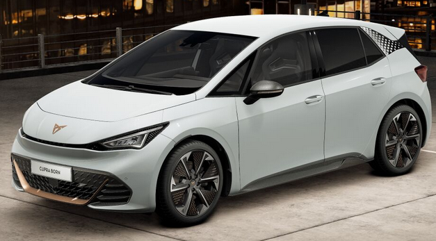 Cupra Born - VZ 79 kWh, Systemleistung: 326PS, Reichweite WLTP: 594 km, 5 Jahre Garantie, 20"Alu, Sitze elektrisch, Climatronic, Winterpaket, Abgedunkelte Scheiben, NAVI 12,9", ACC, 360° Kamera, Parkassistent, KESSY, Alarm, M-Lederlenkrad beheizt, Voll-LED-Scheinwerfer