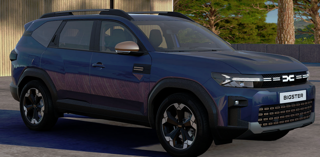 Dacia Bigster Extreme Hybrid 155 AUTOMATIK, Blau-Metallic + ELEKTR. HECKKLAPPE Parking-Paket, Klimaautomatik, Privacy-Glas, Navigation, 18" Alu, Keycard Handsfree, Elektrisches PANORAMADACH, Rückfahrkamera, ACC Tempomat 