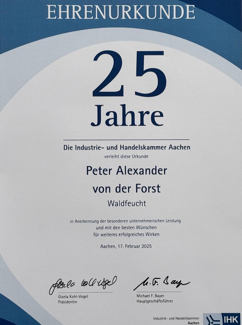Urkunde Auszeichnung