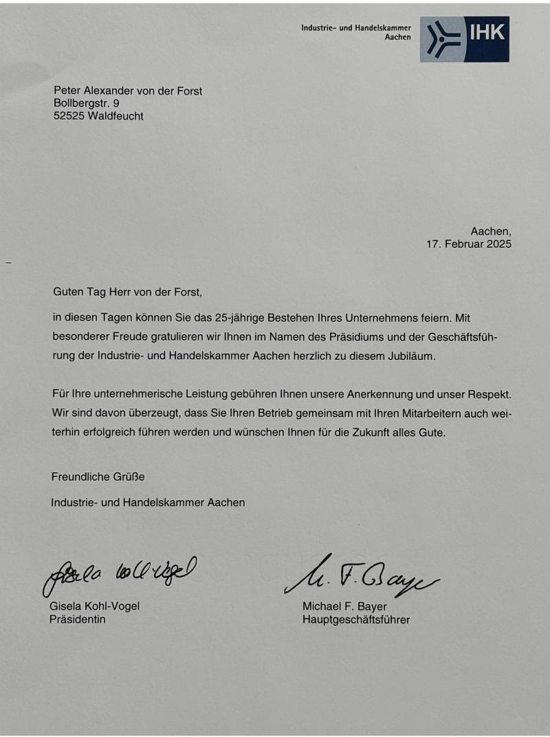 Urkunde Auszeichnung