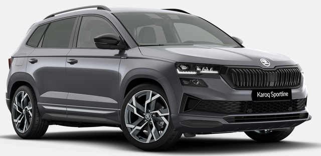 Skoda Karoq - Sportline 1.5 TSI 150PS DSG, GRAPHIT-MET, 5JGARANTIE, AHK SCHWENKBAR, 19" ALU SAGITARIUS, BEHEIZTE FRONTSCHEIBE, SITZHEIZUNG, MATRIX-LED, Elektr. Heckklappe, Virtual Cockpit 10", Climatronic, NAVI, ACC, Parksensoren v/h, R&uuml;ckfahrkamera, Dachreling, PRIVACY-GLAS