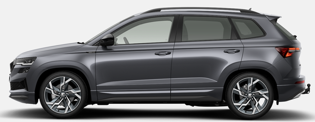 Skoda Karoq Sportline 1.5 TSI 150PS DSG, GRAPHIT-MET, 5JGARANTIE, AHK SCHWENKBAR, 19" ALU SAGITARIUS, BEHEIZTE FRONTSCHEIBE, SITZHEIZUNG, MATRIX-LED, Elektr. Heckklappe, Virtual Cockpit 10", Climatronic, NAVI, ACC, Parksensoren v/h, R&uuml;ckfahrkamera, Dachreling, PRIVACY-GLAS 