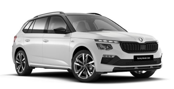 Vorlauffahrzeug Skoda Kamiq - Monte Carlo 1.5 TSI 150PS DSG, 5J GARANTIE, WEISS-MET/Dach schwarz, 18" ALU, AHK SCHWENKBAR, Panoramadach, Matrix-LED, Parksensoren v/h, Kamera, Tempomat, Virtual Cockpit (8"!!), Kessy, Winter-Paket, Climatronic, Radio 8", SmartLink, NSW, Sport-M-Lederlenkrad beheizt