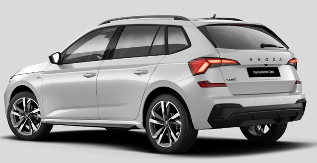 Skoda Kamiq Monte Carlo 1.5 TSI 150PS DSG, 5J GARANTIE, 18"ALU, METALLIC, ELE. HECKKLAPPE, ANH&Auml;NGERKUPPLUNG, BEH. FRONTSCHEIBE, MATRIX-LED, PANORAMADACH, Sitzheizung, Lenkradhzg, Ladeboden, ACC, SIDE Assist, Virtual Cockpit 10", Parksensoren, Kamera, KESSY, Privacy, Climatronic 