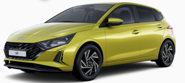 Hyundai i20 - Family 1.0 T-GDI 90PS, NAVI 10,25", LUCID-LIME Metallic, Winter-Pack: Sitzheizung + Lenkradheizung, 16" ALU, Klimaautomatik, Privacy-Glas, Parksensoren hinten, R&uuml;ckfahrkamera, Tempomat, Lederlenkrad, Reserverad, Alarm, Armlehne, 4x elektr. Fensterheber