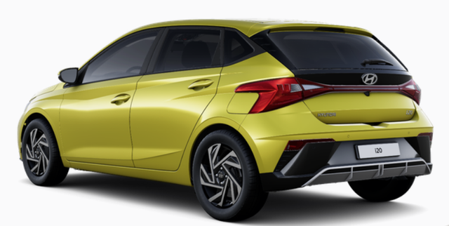 Hyundai i20 Family 1.0 T-GDI 90PS, NAVI 10,25", LUCID-LIME Metallic, Winter-Pack: Sitzheizung + Lenkradheizung, 16" ALU, Klimaautomatik, Privacy-Glas, Parksensoren hinten, R&uuml;ckfahrkamera, Tempomat, Lederlenkrad, Reserverad, Alarm, Armlehne, 4x elektr. Fensterheber 