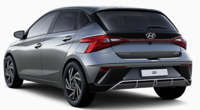 Hyundai i20 Family 1.0 T-GDI 90PS, NAVI 10,25", AURORA-GRAU METALLIC, Winter-Pack: Sitzheizung + Lenkradheizung, 16" ALU, Klimaautomatik, Privacy-Glas, Parksensoren hinten, R&uuml;ckfahrkamera, Tempomat, Lederlenkrad, Reserverad, Alarm, Armlehne, 4x elektr. Fensterheber 