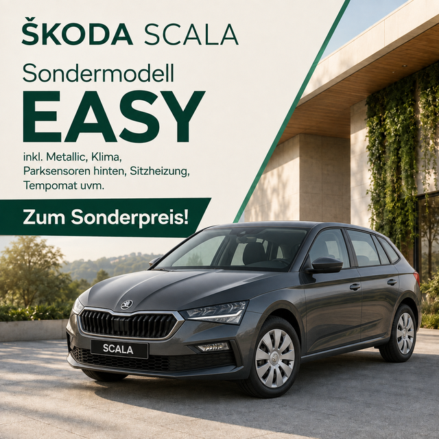Skoda Scala - Easy 1.0 TSI 95PS, METALLIC, Klimaanlage, Parksensoren hinten, Winter-Paket, LED-Scheinwerfer, Tempomat, Virtual Cockpit, Radio 8", Nebelscheinwerfer