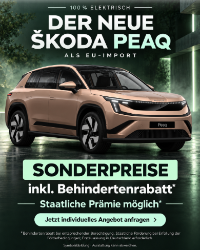 Skoda Peaq - Selection 60 63kWh, 19" Alu, NAVI 13,6", 3-Zonen-Climatronic, Parksensoren vorn/hinten, R&uuml;ckfahrkamera, Elektr. Heckklappe, Sitzheizung vorn, Akustik + Privacy-Glas, Kessy, Alarm
