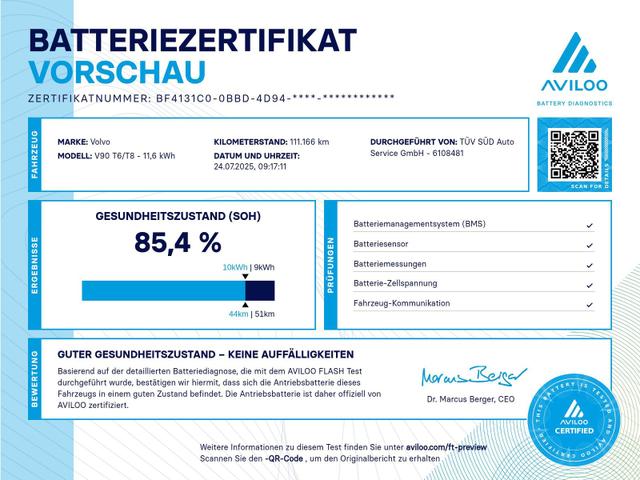 Volvo V90 Inscription Recharge Plug-In Hybrid AWD T6 Inscription, 360 Kamera, Navi, Leder 