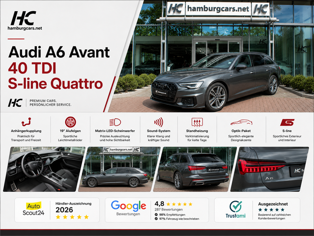 Audi A6 Avant - 40 TDI S-line Quattro AHK 19" Stdhzg MtrxLED Soundsys