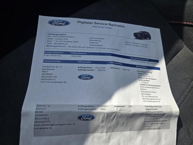 Ford EcoSport ST-Line/1.Hand/1 Jahr Garantie/Tüv neu/Sitzheizung/NAVI 