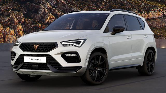 Cupra Ateca - 2.0 TSI DSG 190 PS 4Drive Pano AHK el.Sitz Top View Virtual Pedal el.H. 19" Black Matt Doppelter Ladeboden SHZ LHZ 5JG Assistenz XL Dachhimmel schwarz Induktionsladeschale Navi Kamera Parkassist 4x4