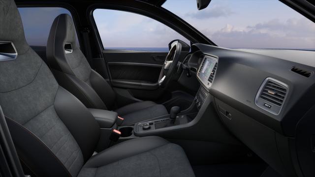 Cupra Ateca 2.0 TSI DSG 190 PS 4Drive Pano AHK el.Sitz Top View Virtual Pedal el.H. 19" Black Matt SHZ LHZ 5JG Assistenz XL Dachhimmel schwarz Induktionsladeschale Navi Kamera Parkassist 4x4 Reserverad 230 V Steckdose 